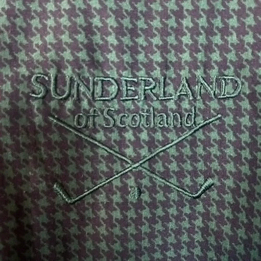 Sunderland of‎ Scotland Classic Golf Pullover Shirt Houndstooth Green Blue Sz XL